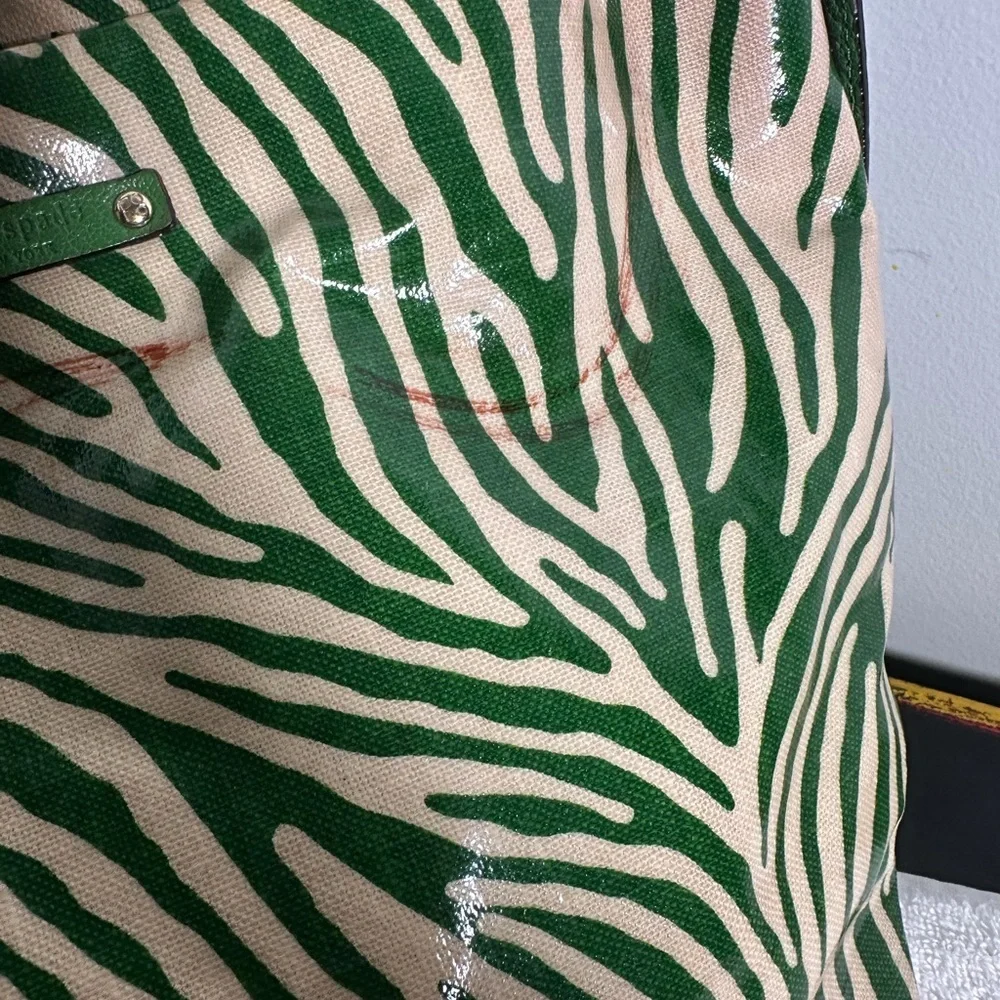 Kate Spade Green Cream Zebra Print Handbag - Picture 7 of 8